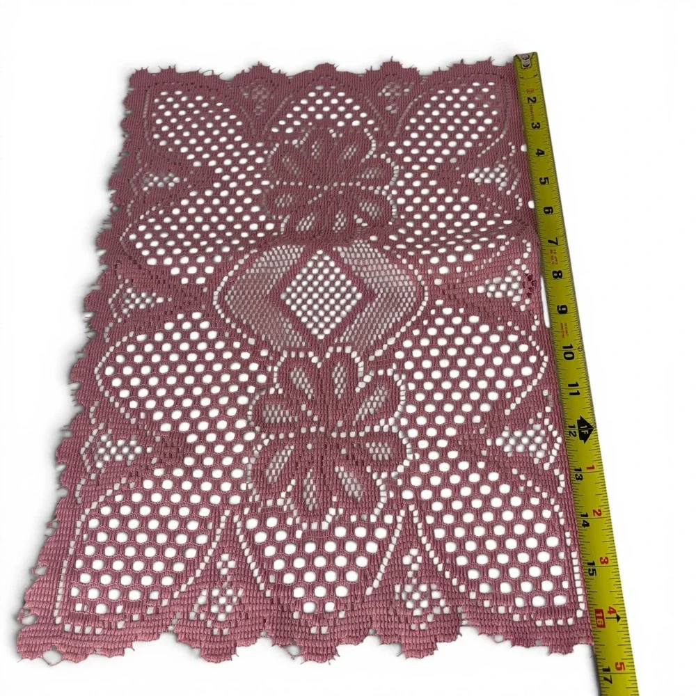 Vintage Mauve Lace Doily Set‎ Round & Rectangular Floral Table Top Linens